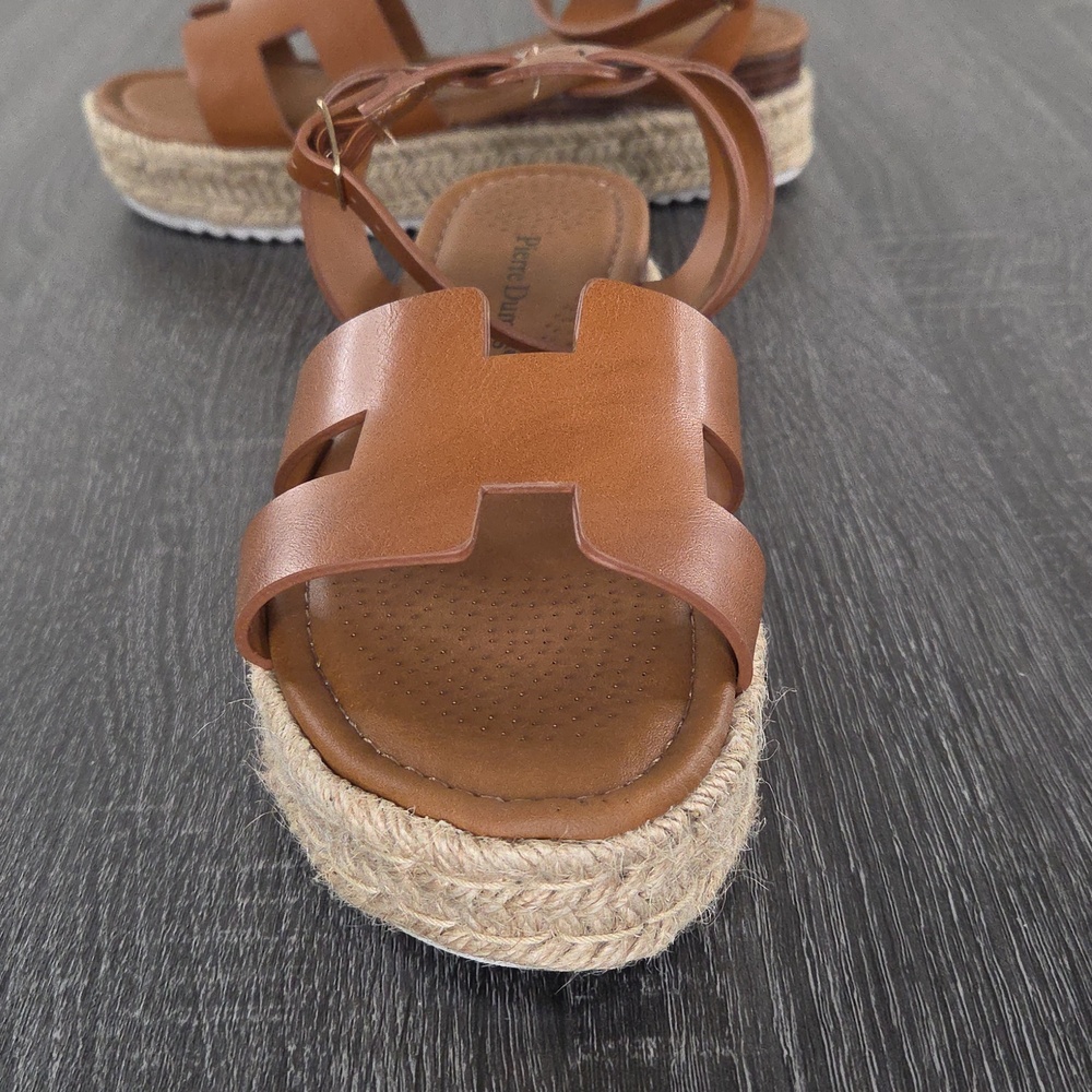 Pierre Dumas Brown Espadrille Platform 2" Approx Sandals NWOT  Size 9